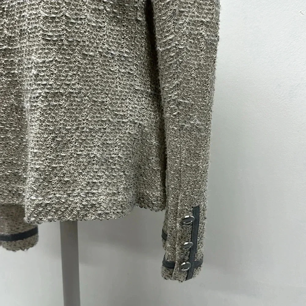 St John Cardigan Blazer Santana Knit Button Down Sweater Jacket Collared Gray 12